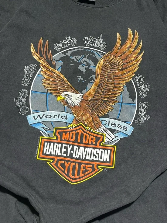 1992 Harley Davidson R.K. Stratman Inc double-sided eagle graphic made in USA T - Picture 9 of 12
